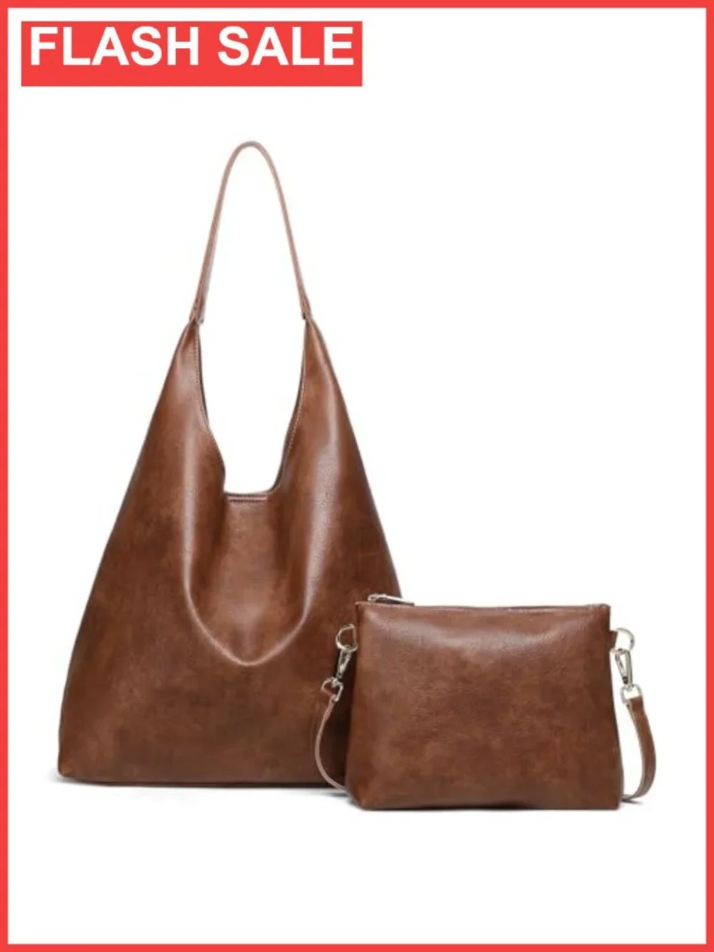 Soft Vegan Leather Hobo Shoulder Bag Magnetic Closure Work Tote
